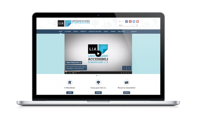 Screenshot dell'homepage del sito di Fondazione LIA