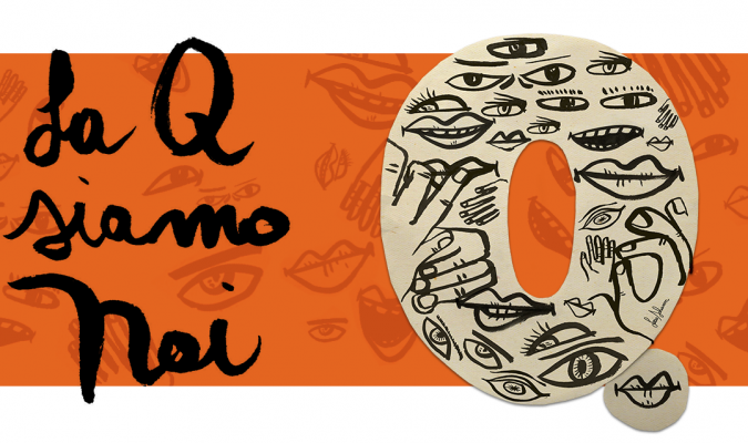 Illustrazione con una grande lettera Q e il testo "La q siamo noi"