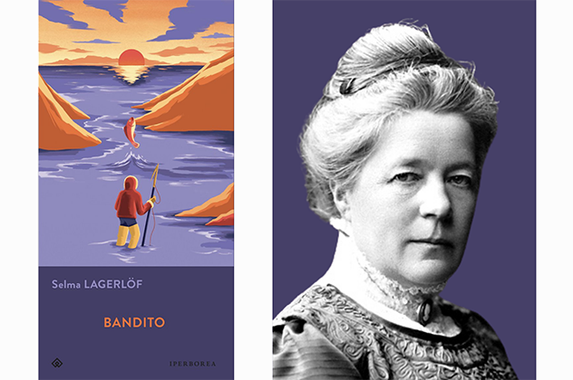 Copertina del libro "Il bandito" e fotografia dell'autrice Selma Lagerlof