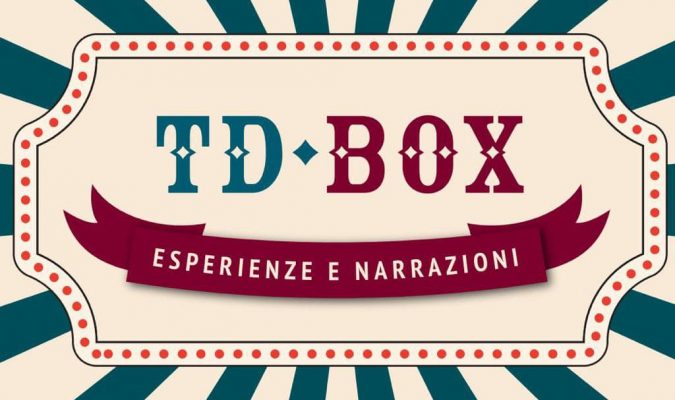 Grafica con stile circense con scritta TD-Box