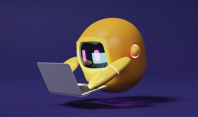 Immagine di un robot che utilizza un portatile